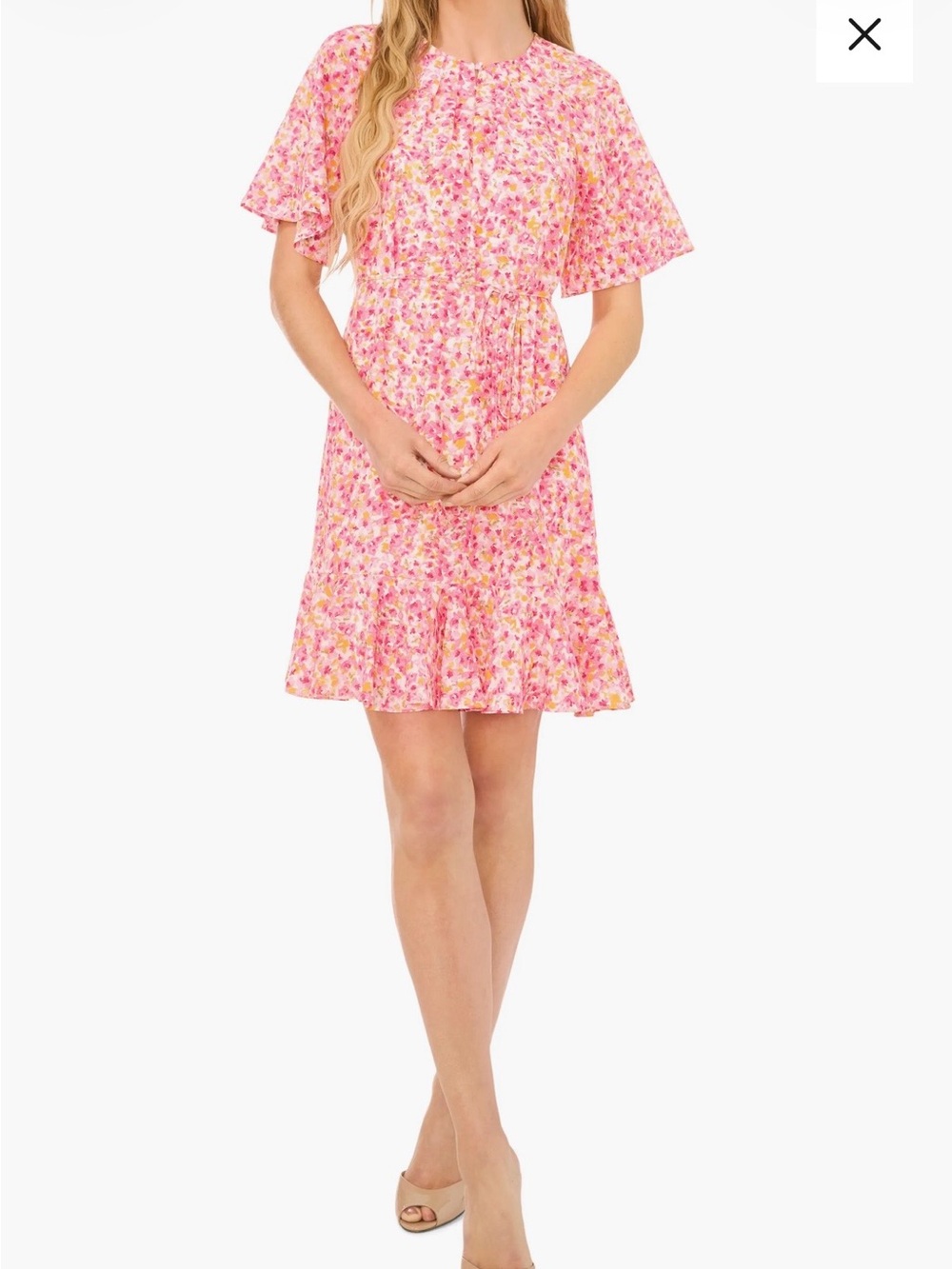 CeCe Floral Ruffle Hem Dress
